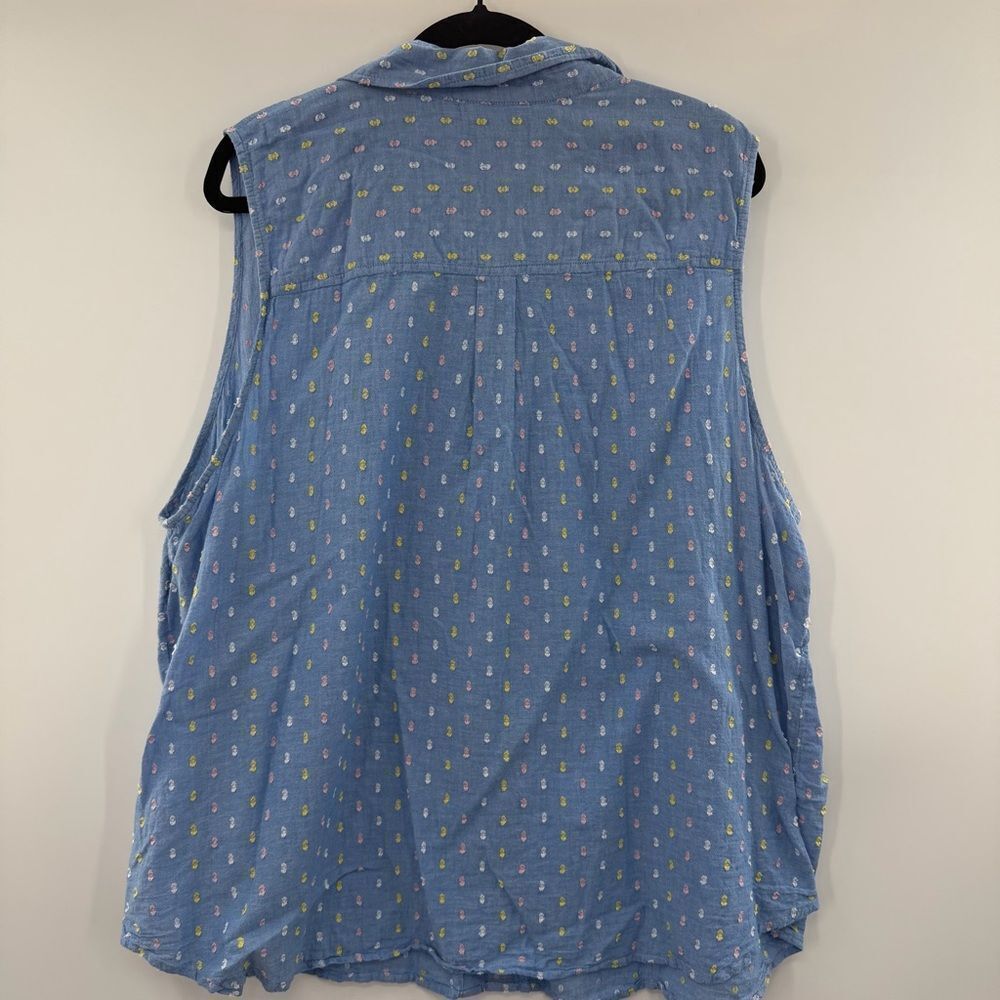 3For$20 Kim Rogers Curvy Light Blue Sleeveless Button-Down Sleeveless Top 3x - Picture 3 of 4